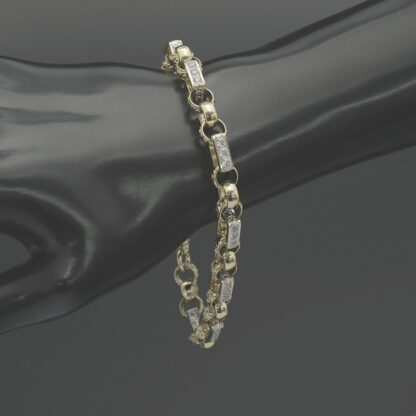 9ct Yellow Gold Gemstone Gypsy Link Bracelet 9" 8mm - Image 3