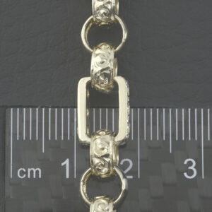 9ct Yellow Gold Gemstone Gypsy Link Bracelet 9″ 8mm