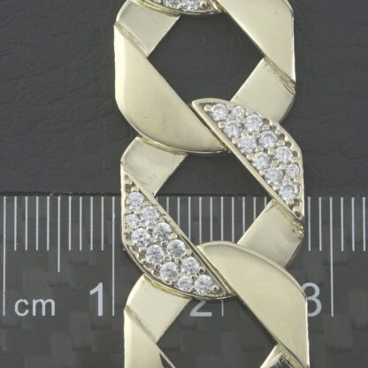 9ct Yellow Gold Gemstone Curb Bracelet 7" 17mm - Image 4
