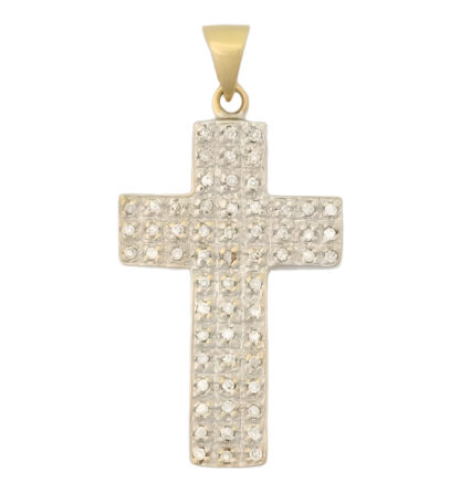 9ct Yellow Gold Diamond Cross Pendant