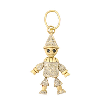 9ct Yellow Gold Diamond Clown Pendant