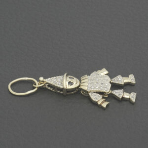 9ct Yellow Gold Diamond Clown Pendant