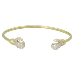 9ct Yellow Gold Gemstone Boxing Gloves Torque Bangle