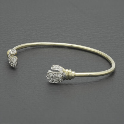 9ct Yellow Gold Gemstone Boxing Gloves Torque Bangle - Image 3