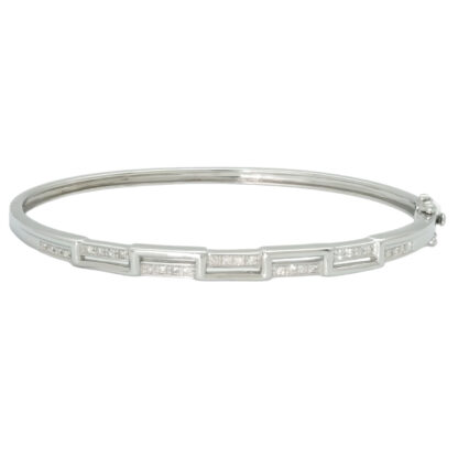 9ct White Gold Diamond Bangle