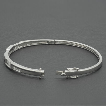 9ct White Gold Diamond Bangle - Image 3