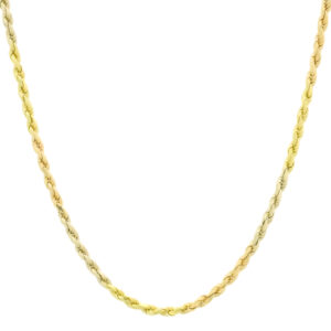 18ct Tri-Colour Gold Rope Chain 21.5&#8243; 2.5mm