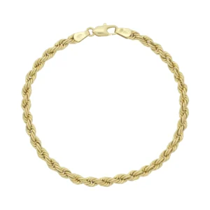 9ct Yellow Gold Rope Bracelet 7.5&#8221; 4mm