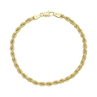 9ct Yellow Gold Rope Bracelet 7.5'' 4mm