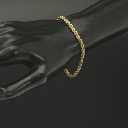9ct Yellow Gold Rope Bracelet 7.5'' 4mm - Image 3