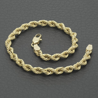 9ct Yellow Gold Rope Bracelet 7.5'' 4mm - Image 4