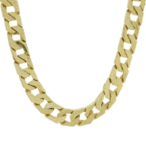 9ct Yellow Gold Patterned Curb Chain 24.5&#8221; 11.5mm
