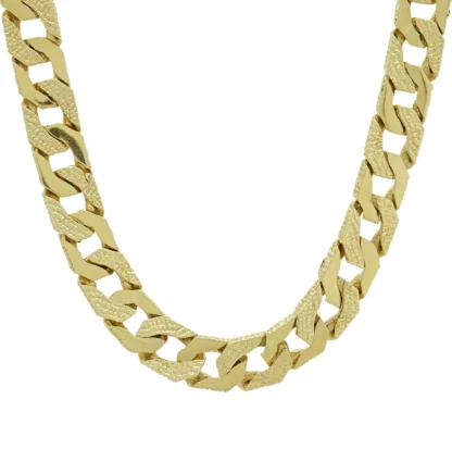 9ct Yellow Gold Patterned Curb Chain 24.5'' 11.5mm