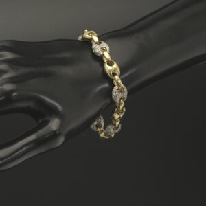 9ct Yellow Gold Gemstone Fancy Link Bracelet 7.5&#8243; 10mm