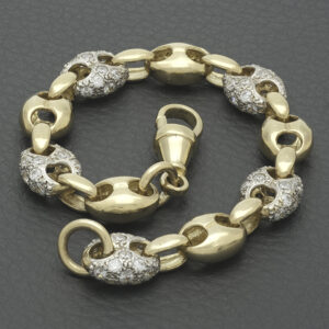 9ct Yellow Gold Gemstone Fancy Link Bracelet 7.5&#8243; 10mm