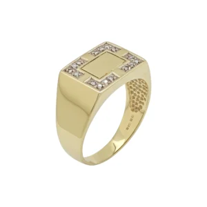 9ct Yellow Gold Diamond Signet Ring