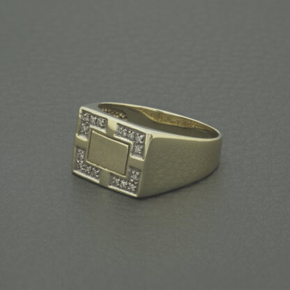 9ct Yellow Gold Diamond Signet Ring - Image 2