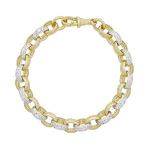 9ct Yellow Gold Gemstone Belcher Bracelet 7.5&#8243; 9mm
