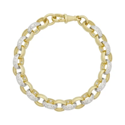 9ct Yellow Gold Gemstone Belcher Bracelet 7.5" 9mm