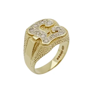 9ct Yellow Gold Gemstone Pound Sign Ring