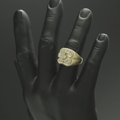 9ct Yellow Gold Gemstone Pound Sign Ring - Image 4