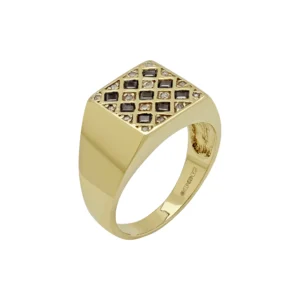 9ct Yellow Gold Diamond &#038; Sapphire Signet Ring