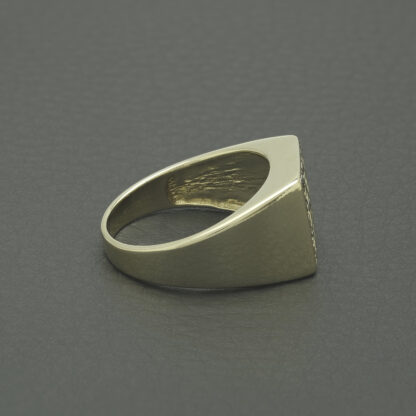 9ct Yellow Gold Diamond & Sapphire Signet Ring - Image 3