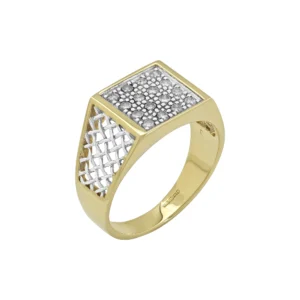 9ct Yellow Gold Diamond Signet Ring