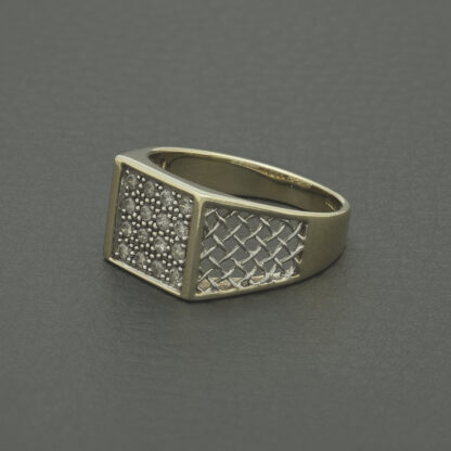 9ct Yellow Gold Diamond Signet Ring - Image 2