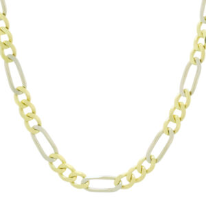18ct Yellow &#038; White Gold Figaro Chain 23.5&#8243; 7mm