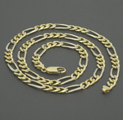 18ct Yellow & White Gold Figaro Chain 23.5" 7mm - Image 4