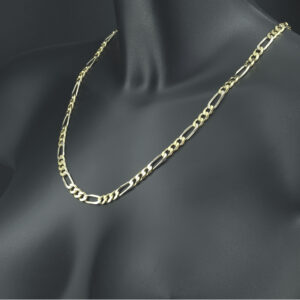 18ct Yellow &#038; White Gold Figaro Chain 23.5&#8243; 7mm