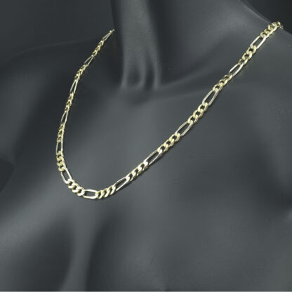 18ct Yellow & White Gold Figaro Chain 23.5" 7mm - Image 2