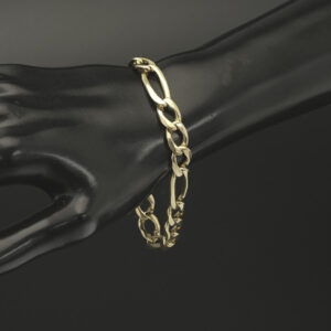 9ct Yellow Gold Figaro Bracelet 8&#8243; 9mm
