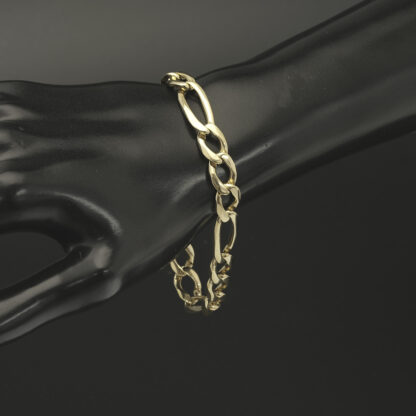 9ct Yellow Gold Figaro Bracelet 8" 9mm - Image 2