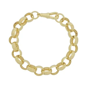 9ct Yellow Gold Patterned Belcher Bracelet 8.5&#8243; 12mm