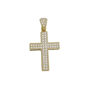 18ct Yellow Gold Gemstone Cross Pendant