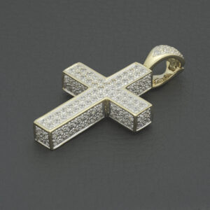18ct Yellow Gold Gemstone Cross Pendant