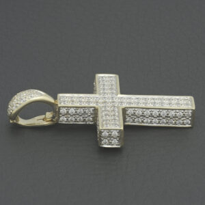 18ct Yellow Gold Gemstone Cross Pendant