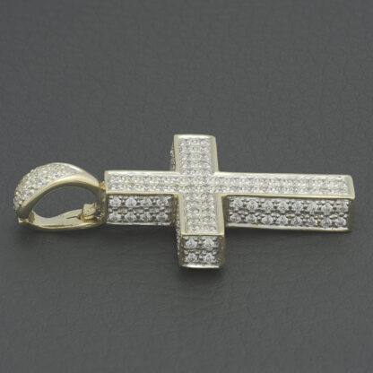 18ct Yellow Gold Gemstone Cross Pendant - Image 3