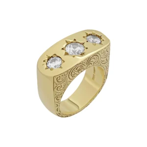 9ct Yellow Gold Gemstone 3 Stone Ring