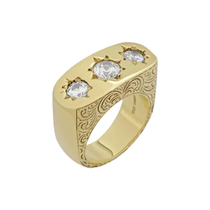 9ct Yellow Gold Gemstone 3 Stone Ring