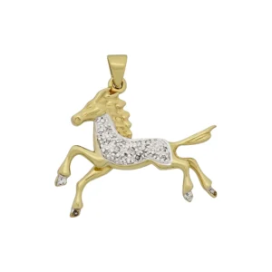 9ct Yellow Gold Diamond Horse Pendant