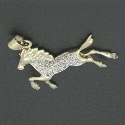9ct Yellow Gold Diamond Horse Pendant - Image 3