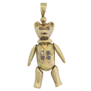 9ct Yellow Gold Gemstone Teddy Bear Pendant
