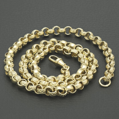 9ct Yellow Gold Pattenered Belcher 23.5" 6.5mm - Image 2