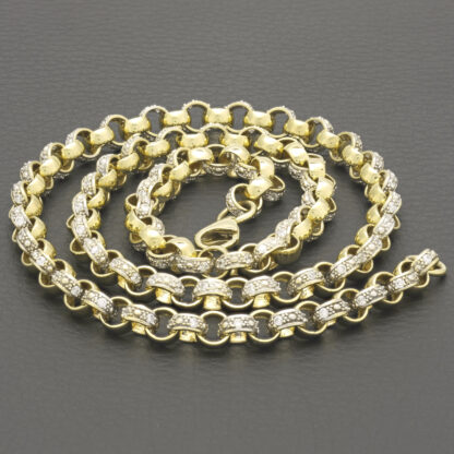 9ct Yellow Gold Gemstone Belcher Chain 22" 7mm - Image 4