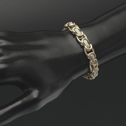 9ct Yellow Gold Gemstone King Bracelet 6" 8.5mm - Image 3