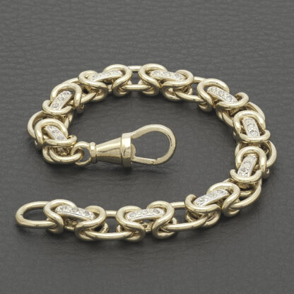 9ct Yellow Gold Gemstone King Bracelet 6" 8.5mm - Image 4