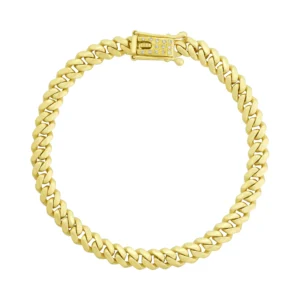 9ct Yellow Gold Diamond Clasp Cuban Bracelet 9&#8243; 7mm